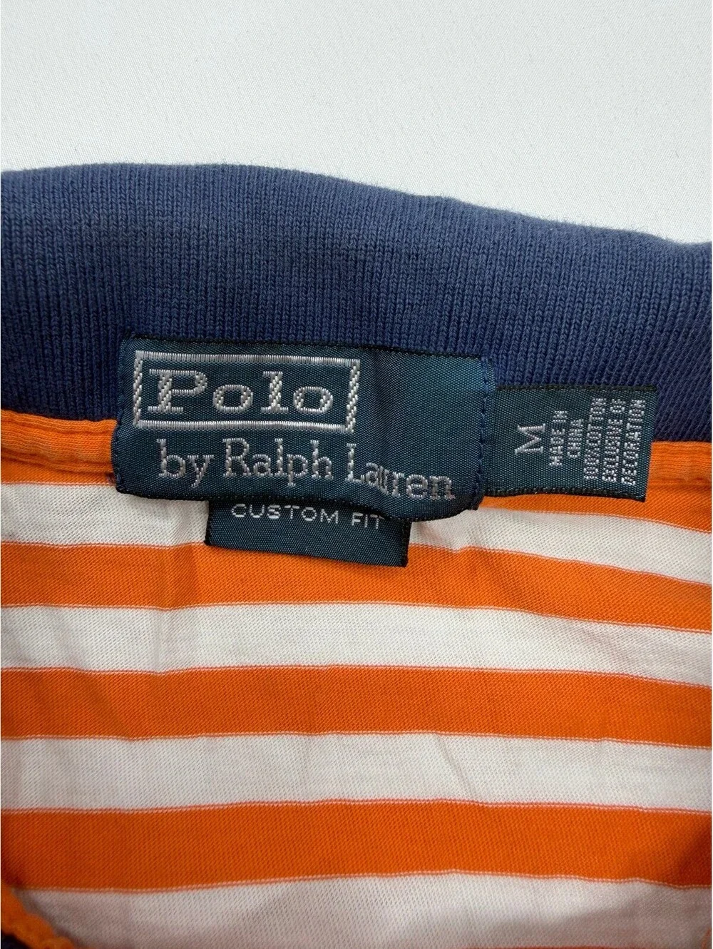 POLO Ralph Lauren Men's Polo Shirt Striped Short Sleeve Size Large Orange
